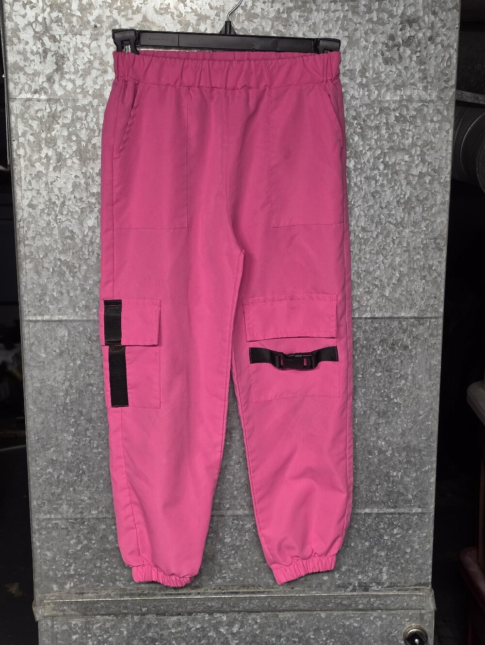 Neon Pink Cargo Pants Girls Size 8 Pockets - 2024